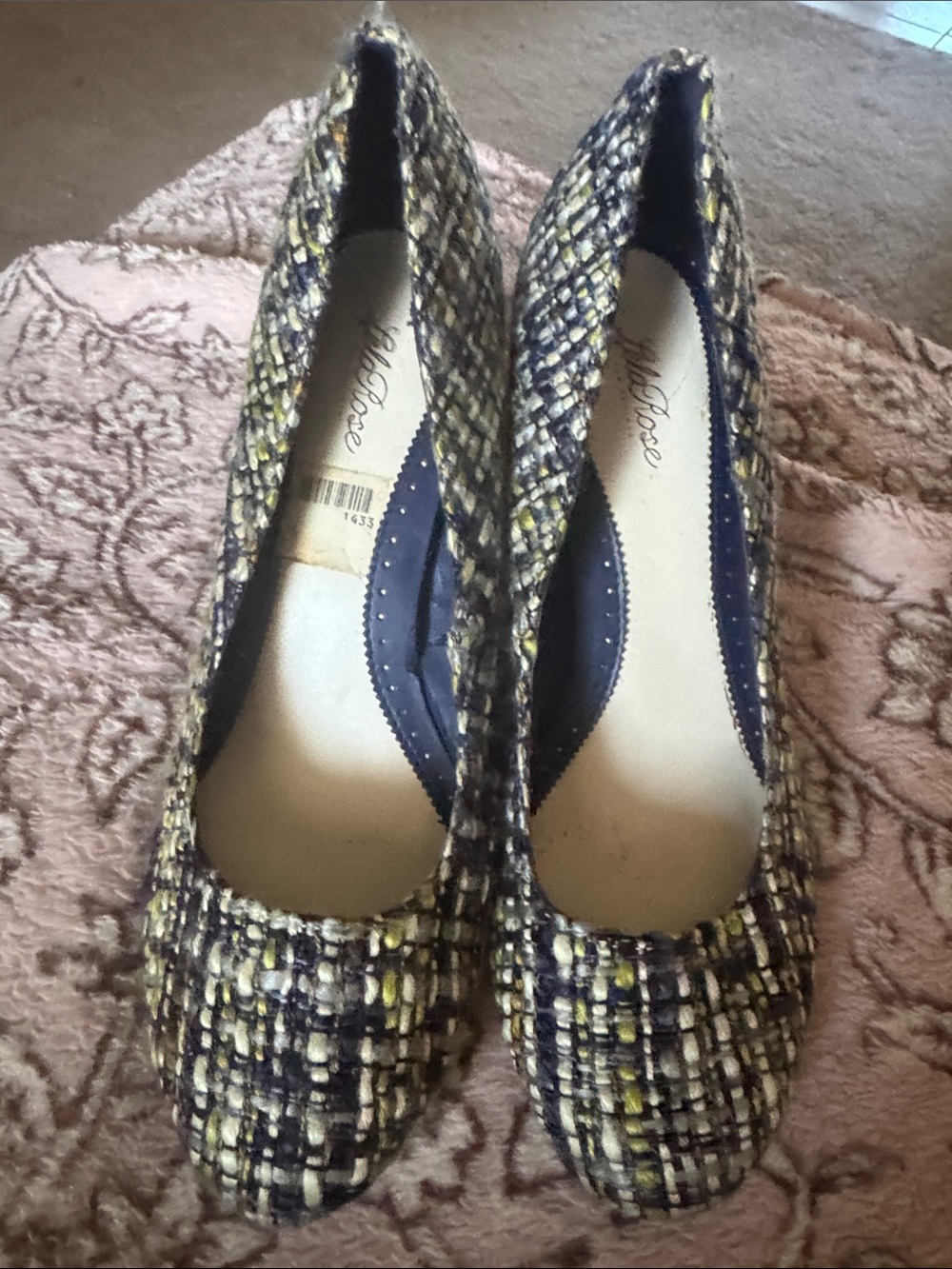 Lela Rose Navy and Yellow Tweed Pumps